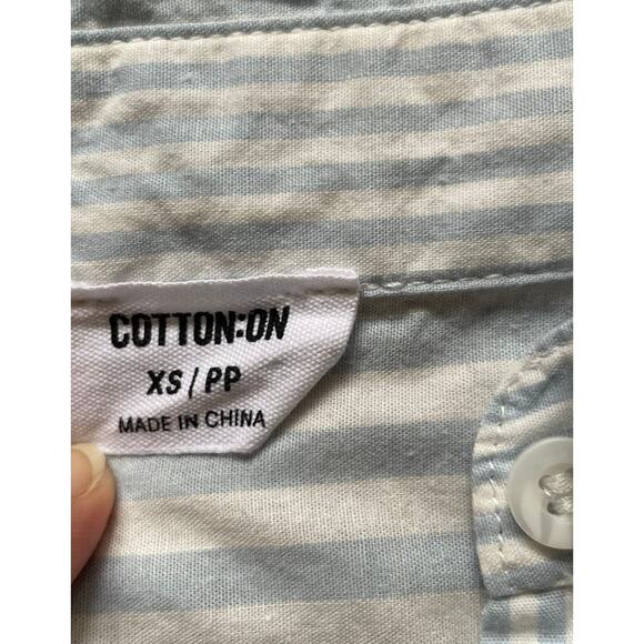 Cotton On Vertical Stripe Blue/White Button-down Oversized Women Sz XS Beach - Picture 7 of 10
